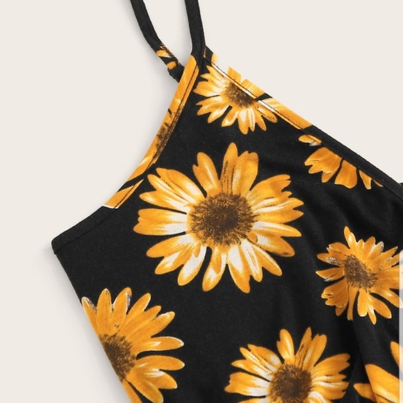■SOLDOUT■NEW SURPLICE NECK SUNFLOWER PRINT ROMPER - Picture 4 of 5